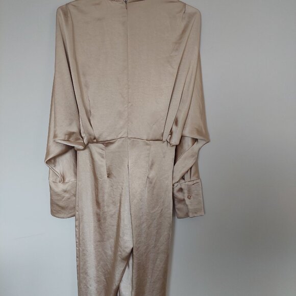 Venti6 Italy Silky Satin Jumpsuit In Champagne Colour, Size S - Picture 2 of 13